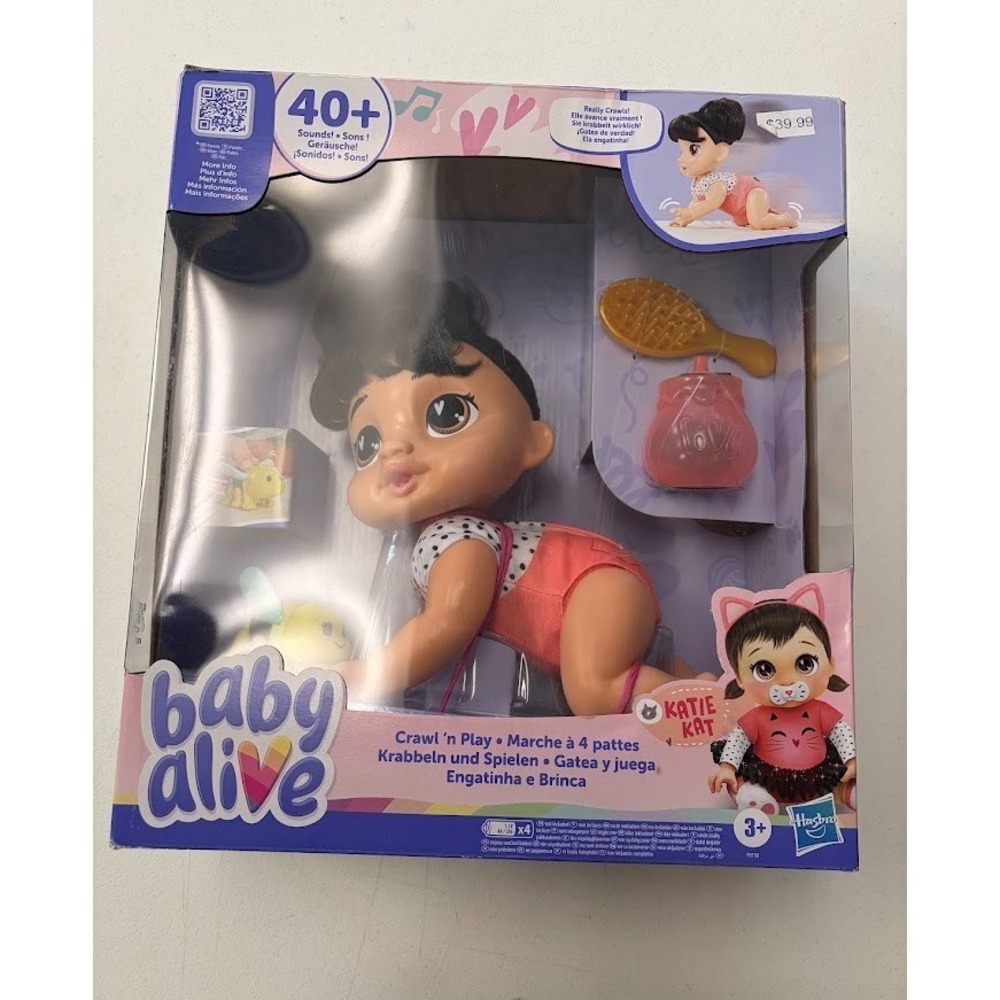 Baby Alive Crawl 'n Play Katie Kat electronic crawling baby doll New